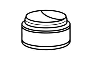 A Simple line drawing of a cosmetic jar with cream. vector
