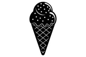 A Simple Black and White Ice Cream Cone Graphic vector
