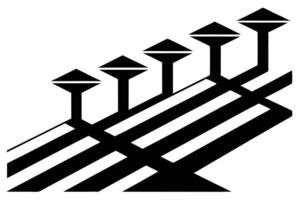 Abstract graphic design with upward arrows and a maze-like pattern vector