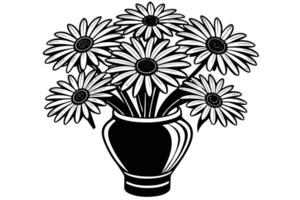 A Elegant Black and White Floral Arrangement in Vase vector