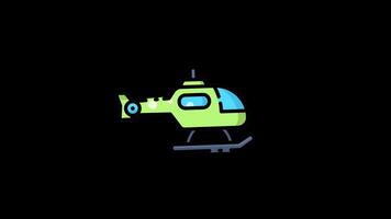 Helicopter with a flashing light icon animation design video