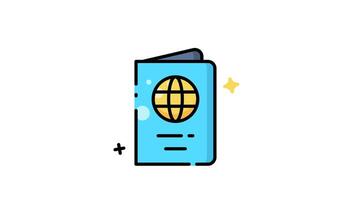 Blue passport with a globe icon animation design video