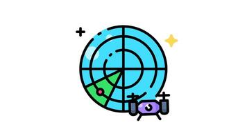 animation of Radar screen is showing a drone on a map. video