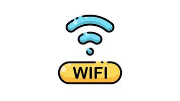 animation of Blue wifi symbol with a yellow button that says wifi. video