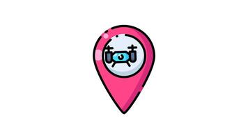 It shows a drone location on a map icon animation design video