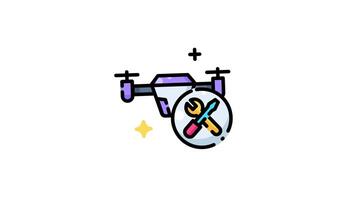 Drone with tools and a plus sign icon animation design video