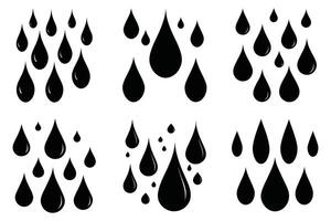 Set of Black Water Drop Silhouettes for Design vector