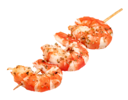 roasted peeled prawn with skewer isolated. png