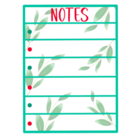 Notes on a green leafy lined paper with dot points png