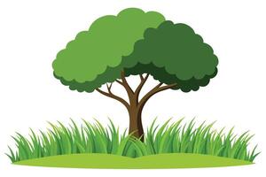 Tree on field background illustration vector