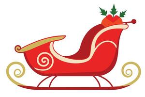 A festive red Christmas sleigh against a white background. vector