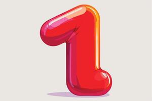 Vibrant Red Number One with a Cartoonish Style vector