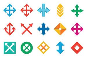 Set of Red Directional Icons on White Background vector