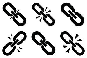 Six Broken Chain Icons Isolated on White Background vector