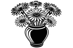 Elegant Black and White Floral Arrangement in Vase vector
