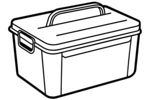 A illustration of a simple black and white toolbox. vector