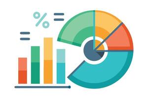 Colorful pie chart and bar graph illustration for data analysis vector