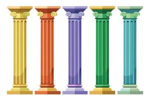 A Colorful Classical Columns Against a White Background vector