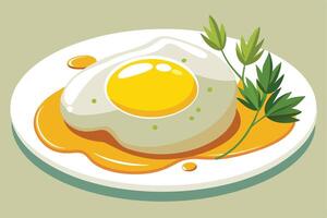 Delicious Fried Egg with Garnish on a Plate vector