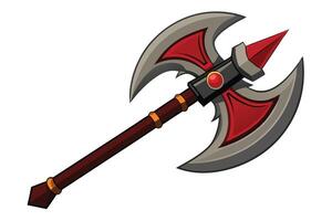 A Cartoon Illustration of a Powerful Double-Bladed Axe vector