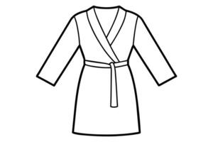 Simple Line Drawing of a Classic Wrap-Around Bathrobe vector