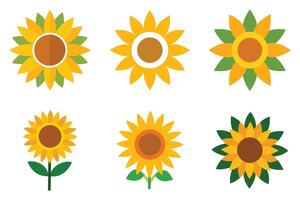 Six colorful sunflower icons for graphic design. vector