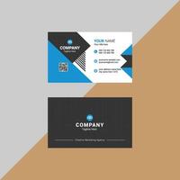 Modern Blue and Black Business Card Design Template with QR Code vector