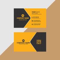 Modern Yellow and Black Business Card Design with QR Code Integration vector