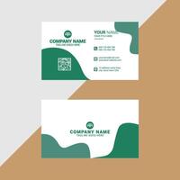 Clean and Professional Business Card Design with Green and White Wave Motif vector