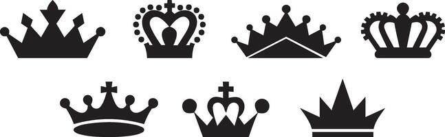 Collection of Crowns icon silhouette in Different Styles vector
