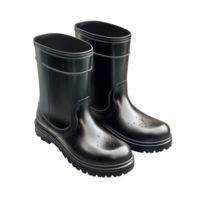 Glossy and Durable Rain Boots in Black Color Isolated on Transparent Background png