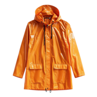 Glossy Yellow Raincoat with Snap Buttons and Drawstring Hood Isolated on Transparent Background png