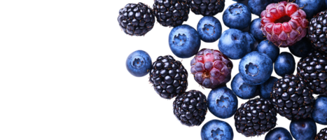 Flat Lay of Assorted Berries on Transparent Background with Copy Space png
