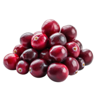 Organic Raw Cranberries with a Deep Red Color and Fresh Natural Texture Isolated on a Transparent Background png