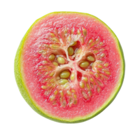 Fresh Pink Guava Cut Open to Showcase its Sweet, Juicy Segments and Nutrient-Rich Core Isolated on Transparent Background png