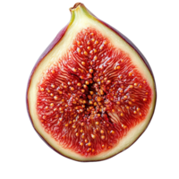 Exotic Fig Fruit Sliced in Half Displaying Rich Red Pulp Isolated on Transparent Background png