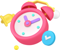 Alarm clock ringing with check mark deadline time management 3d icon png