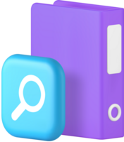Document archive research file folder examining analysis 3d icon png