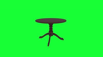 3D rendering of a round wooden table on a green background video
