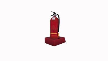 3D rendering of a fire extinguisher on a red stand video