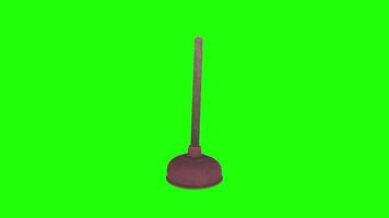 Realistic 3D rendering of a plunger on a bright green background video