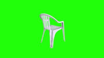 3D rendering of a simple plastic chair on a bright green backdrop video