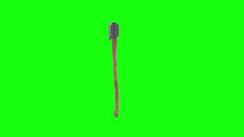 3D rendering of a woodcutter's axe on green background video