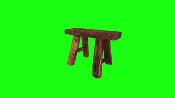 3D rendering of a rustic wooden stool on a vibrant background video