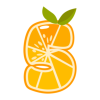 Orange fruit number Five. Orange in the shape of number 5. Alphabet, letters, numbers and signs made from orange or citrus. png