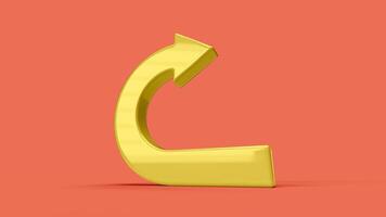 yellow 3D return symbol in the red scene, bottom view photo