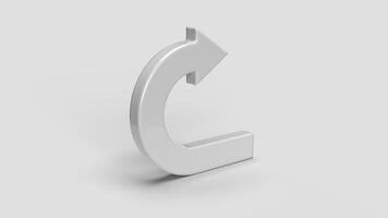 white 3D return symbol on white backdrop, left view photo