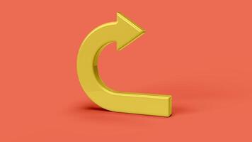 yellow 3D return symbol on red backdrop, left view photo