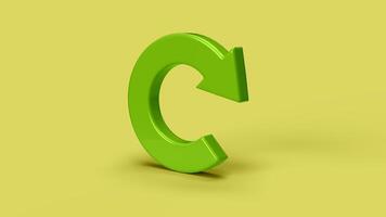 green 3D circular arrow icon on backdrop, left view photo
