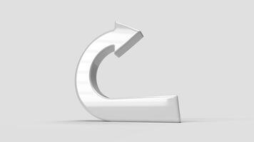 white 3D return symbol on white backdrop, bottom view photo